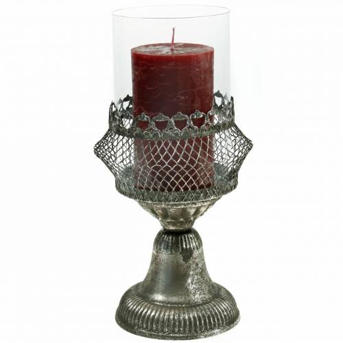 Floristik24 Lantaarn antiek glas en metaal Ø14cm H27cm