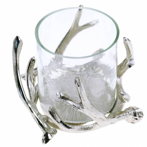 Floristik24 Windlicht gewei zilver Ø16cm H11cm