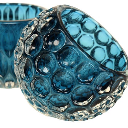Floristik24 Glazen lantaarns donkerblauw Ø8cm H6cm 2st