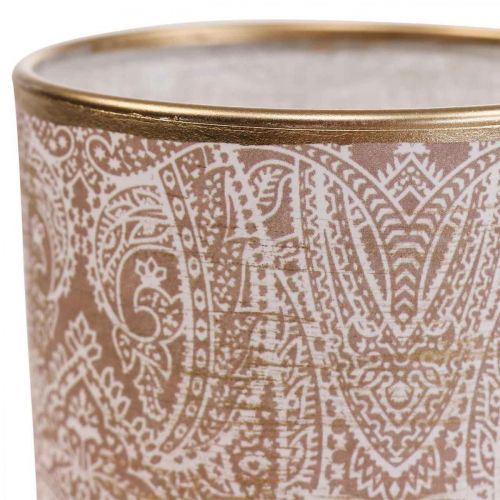 Artikel Lantaarn Glas Waxinelichthouder Paisley Patroon Ø8cm H9cm 2st