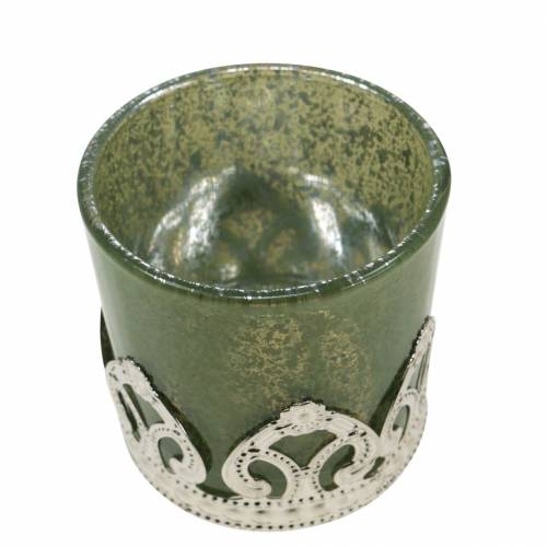 Floristik24 Lantaarn glas metaal decor groen lila Ø5.5cm H5.5cm 4st