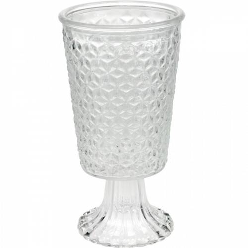 Lantaarn glas met voet helder Ø10cm H18.5cm tafeldecoratie | Floristik24.nl