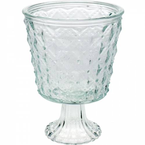 Floristik24 Lantaarn glas met voet helder Ø13.5cm H18cm tafeldecoratie buiten