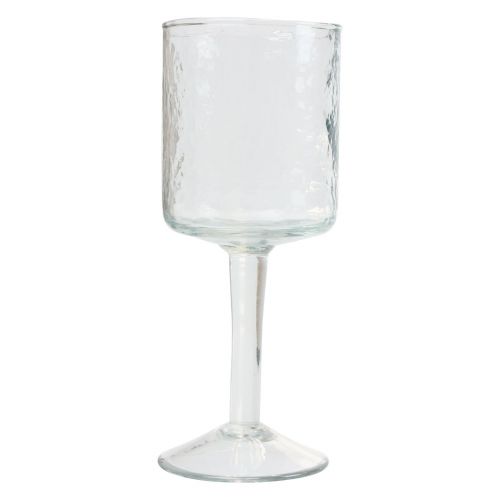 Floristik24 Glazen lantaarn met voet, ronde glazen theelichthouder Ø8cm H20cm