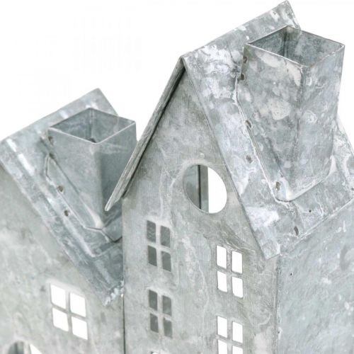 Artikel Raamdecoratie Kerst, lantaarn, diorama huis serie, metalen decoratie zilver shabby chic L20cm H20cm