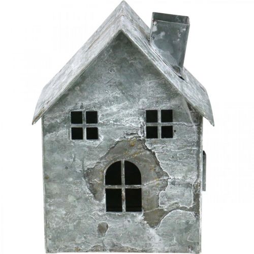 Lantaarnhuis metaal, shabby chic, kerstdecoratie, white washed, antieke look H14,5cm