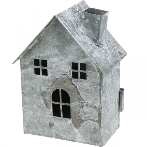 Artikel Lantaarnhuis metaal, shabby chic, kerstdecoratie, white washed, antieke look H14,5cm