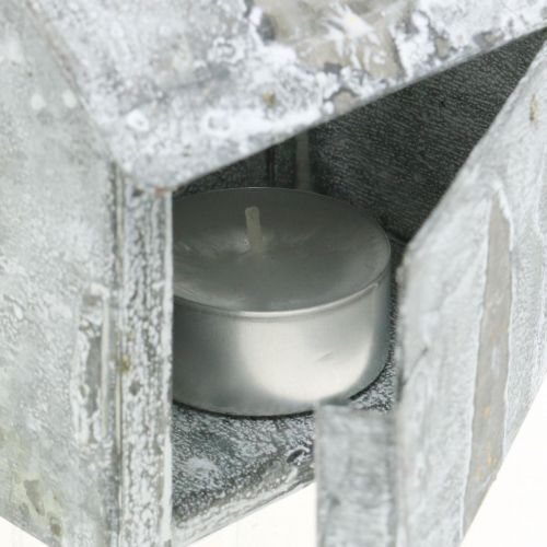 Artikel Lantaarnhuis metaal shabby chic gewassen wit, roest H11cm