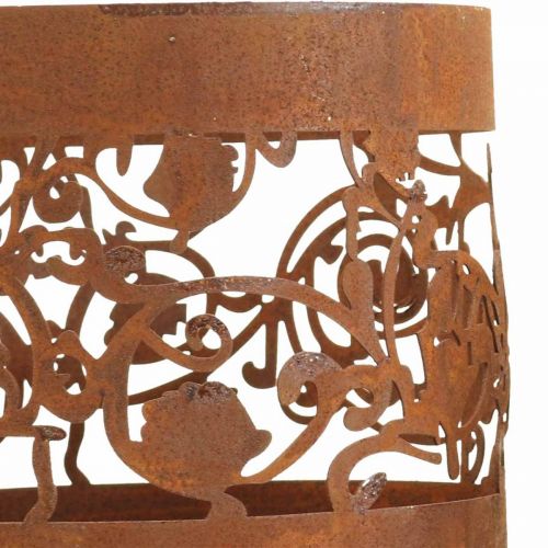 Lantaarn metalen kandelaar patina Ø10/14,5cm set van 2