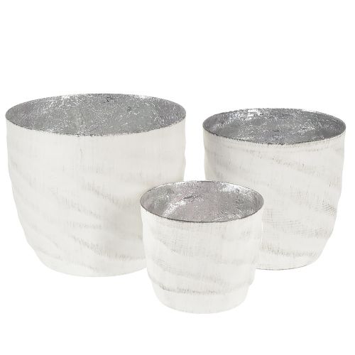Floristik24 Lantaarn metaal wit zilver theelichthouder Ø8/10/12,5cm set van 3