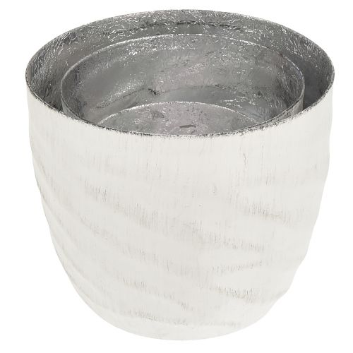 Artikel Lantaarn metaal wit zilver theelichthouder Ø8/10/12,5cm set van 3