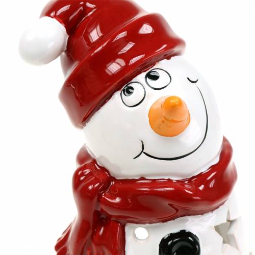Artikel Lantaarn sneeuwpop rode hoed 20cm