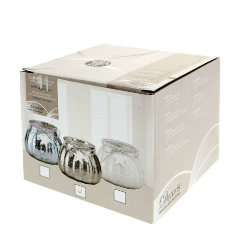 Floristik24 Zilveren lantaarn met LED licht Ø11cm H10cm
