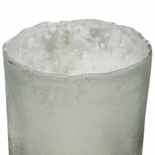 Floristik24 Glazen lantaarn grijs mat Ø8.5cm H9.5cm