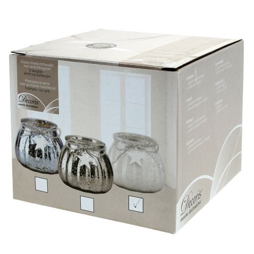 Floristik24 Witte lantaarn met LED licht Ø11cm H10cm