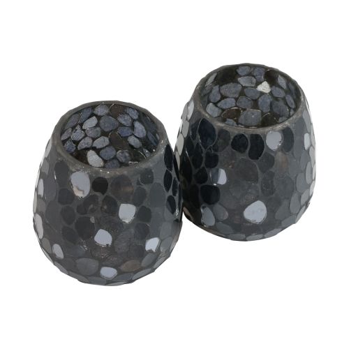 Lantaarn kerstkaarshouder zwart Ø10cm 2st