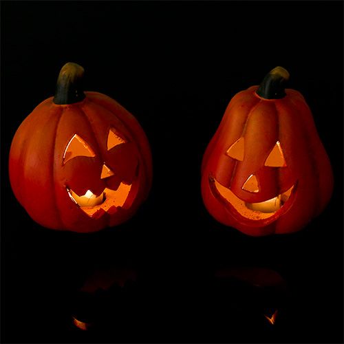 Floristik24 Lantaarn pompoen met LED oranje 10cm 4st