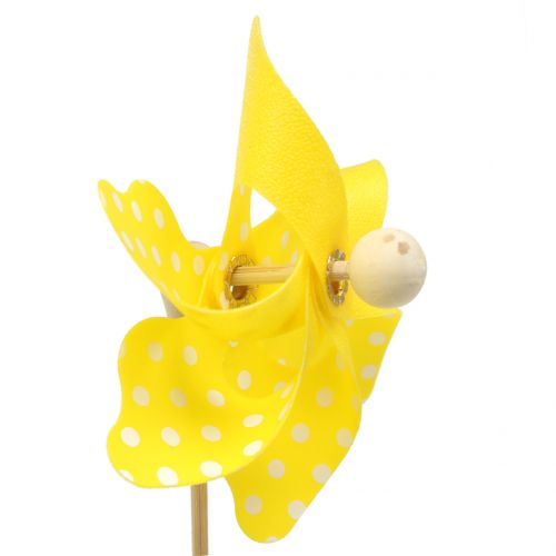 Floristik24 Mini molen met stippen geel Ø8cm 12st