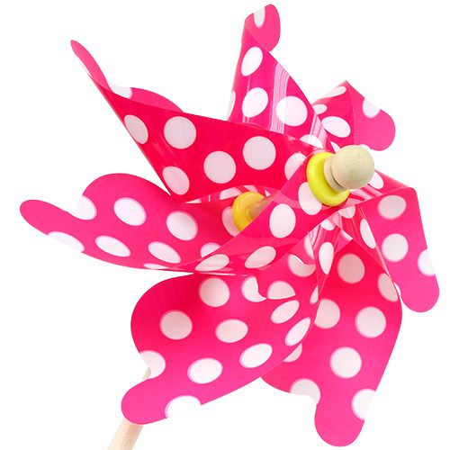 Floristik24 Windmolen op paal met stippen fuchsia Ø30cm