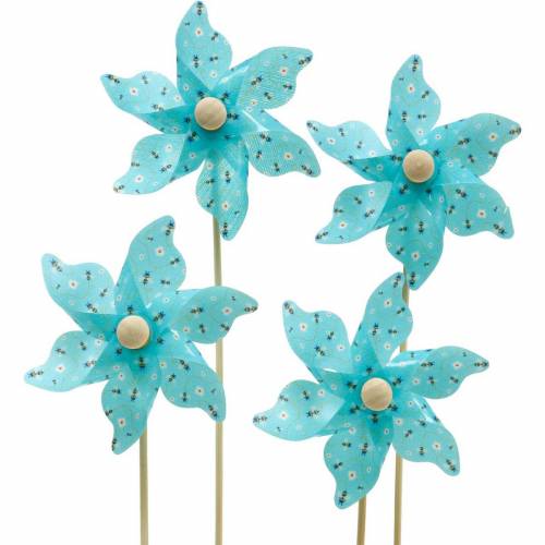 Floristik24 Windmolen pinwheel bijen turkoois Ø8,5cm zomerdecoratie tuin 12st