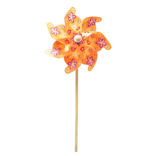 Floristik24 Molen op stok vuurrad oranje geel roze Ø30,5cm 74cm