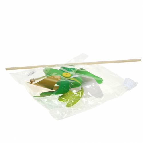 Floristik24 Chique molen op de stang groen goud wit Ø30cm