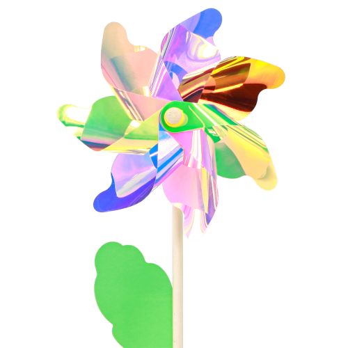 Floristik24 Pinwheel Bloem met Blad Molen Iriserende Kleuren Ø24cm 2st