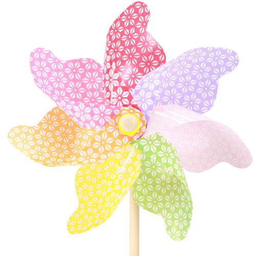 Artikel Windmolen Decoratie Windmolen Natuurlijk Kleurrijk Ø21.5cm H55cm 3st