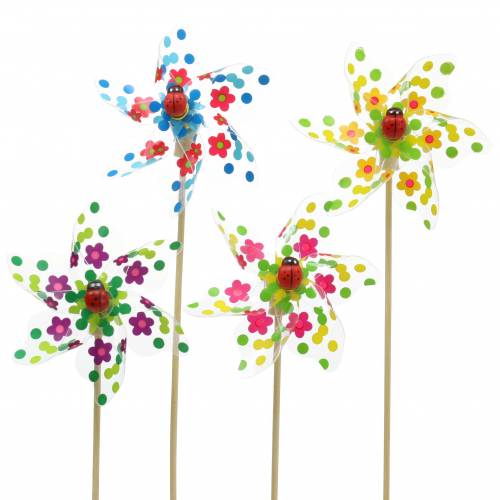 Molen mini gekleurd met lieveheersbeestje Ø9cm 12st