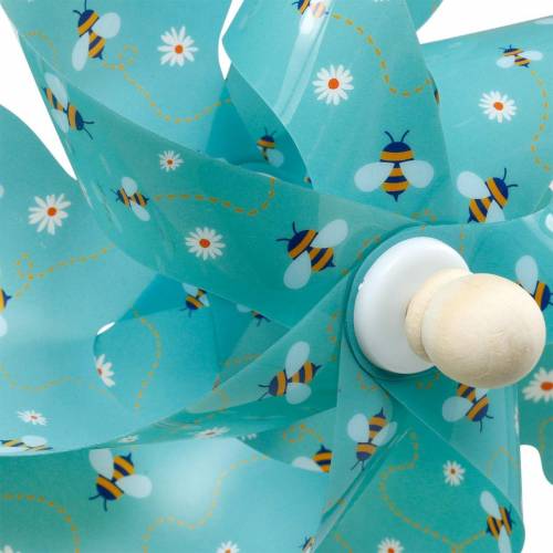 Floristik24 Pinwheel bijen turquoise Ø31cm windgong windmolen tuindecoratie