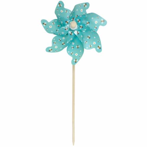 Floristik24 Pinwheel bijen turquoise Ø31cm windgong windmolen tuindecoratie