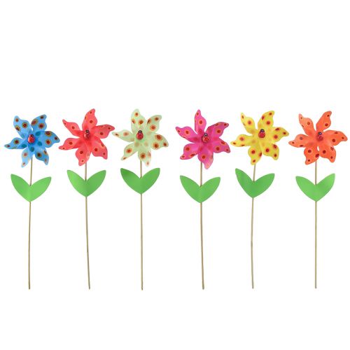 Floristik24 Molenrad lieveheersbeestje op bloem windmolen Ø8,5cm H28cm 6st