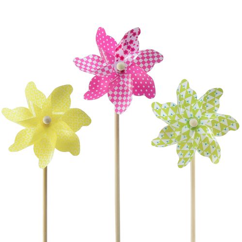 Pinwheel Roze Geel Groen Molen Balkon Decoratie Ø15cm 3st