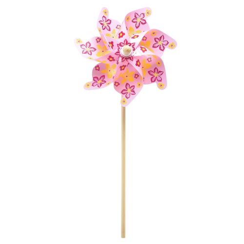 Floristik24 Molenrad op stokje windmolen decoratie roze geel Ø30,5cm 74cm