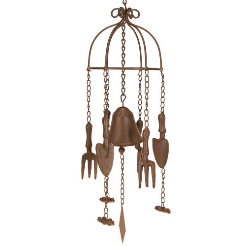 Windgong Metaal Tuingereedschap Decoratie Bruin Ø13cm H76cm