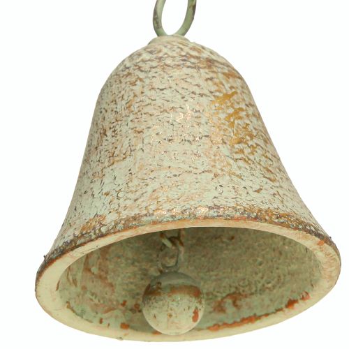 Artikel Windgong metaal hart met bel antiek groen goud roest 46cm