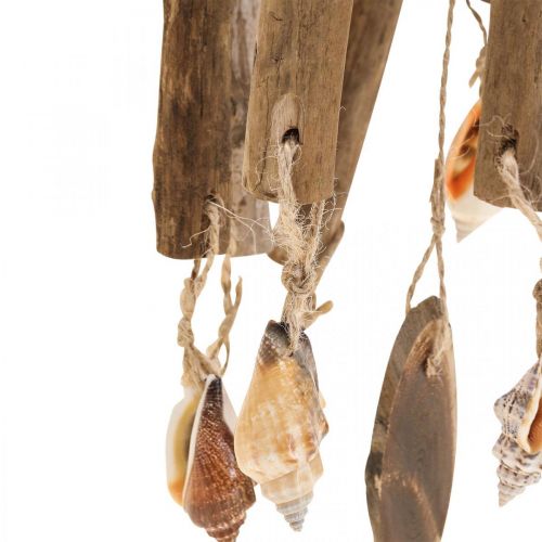 Floristik24 Houten windgong, schelpen maritiem decor naturel Ø14cm H40cm