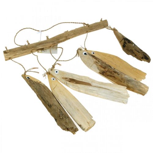 Maritieme visdecoratie, drijfhout windgong, houtdecoratie L50cm B30cm