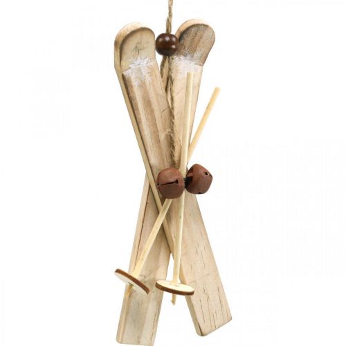 Floristik24 Winter deco ski kerstboom decoratie ski paar hout H17cm 4st