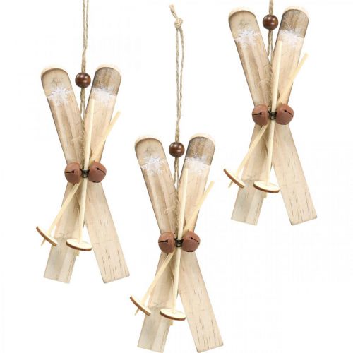 Artikel Winter deco ski kerstboom decoratie ski paar hout H17cm 4st