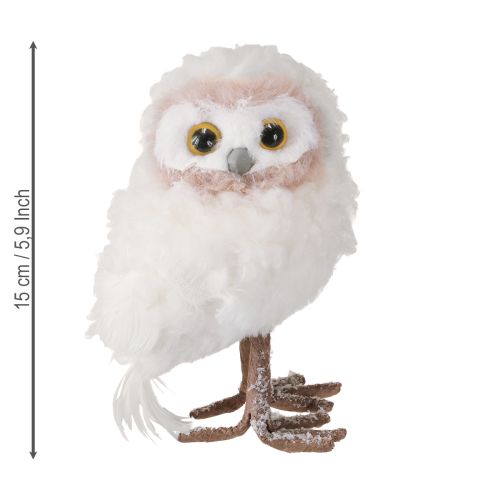 Artikel Winterdecoratie decoratieve uilenfiguren om staand wit 15cm 2 stuks