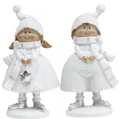 Artikel Winter kinderfiguren Kerst winterdecoratie H17cm set van 2