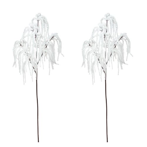 Floristik24 Decoratieve tak treurwilg winterdecoratie wit glitter 82cm 2st