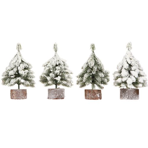 Floristik24 Winterdecoratie kerstboom in groen wit Ø7cm H14cm 4st