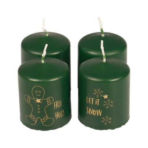 Artikel Kerstkaarsen kaarsen Kerst groen Ø5cm H6cm 4 st