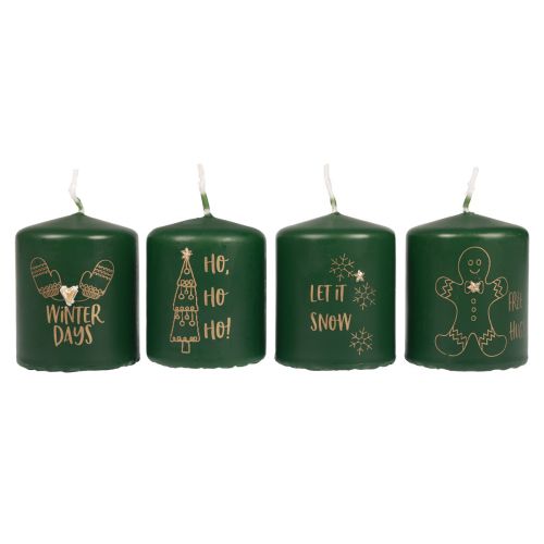 Artikel Kerstkaarsen kaarsen Kerst groen Ø5cm H6cm 4 st