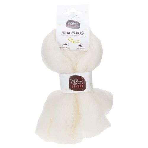 Artikel Wollen koord, wit wollen lint, 2 meter, decoratieve wol voor knutselen en inpakken.