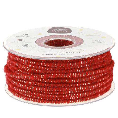 Woldraad met draadviltkoord mica rood Ø5mm 33m