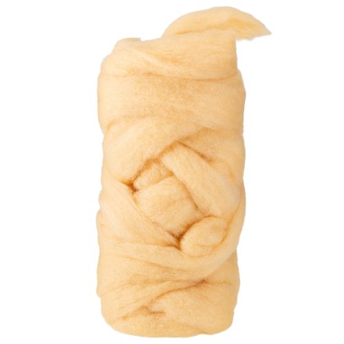 Wollen lint, crème oranje, 10m wol voor kransen en arrangementen