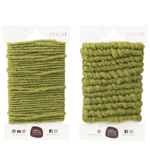 Artikel Wollen koord groen fleece lontdraad mosgroen L7m set van 2